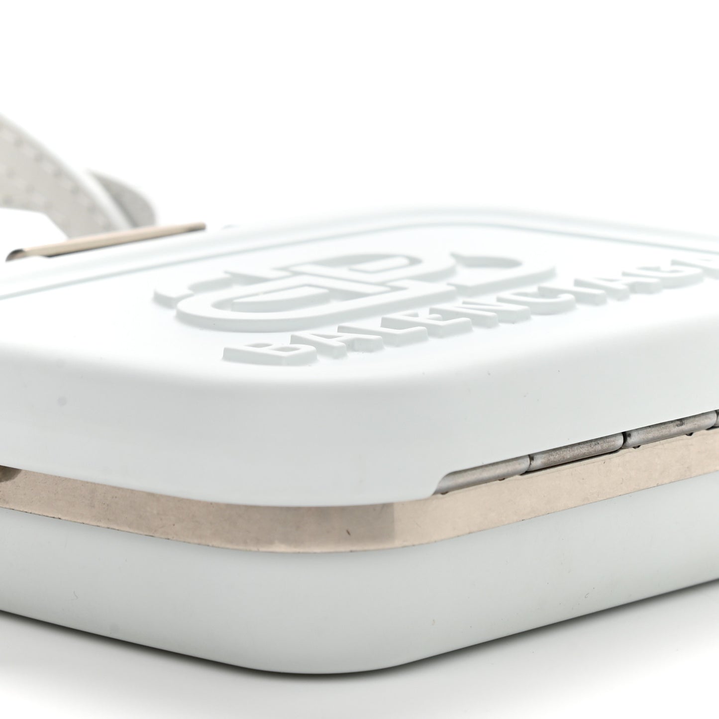 Recycled Plastic Calfskin Embossed Mini Lunch Box Case with Strap White