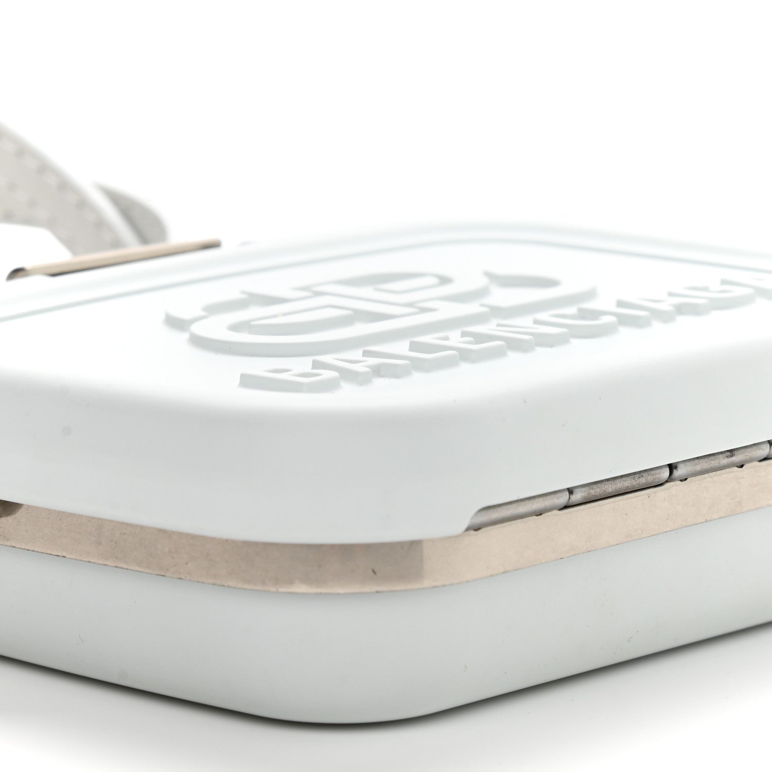 Balenciaga Recycled Plastic Calfskin Embossed Mini Lunch Box Case with Strap White 9 of 10