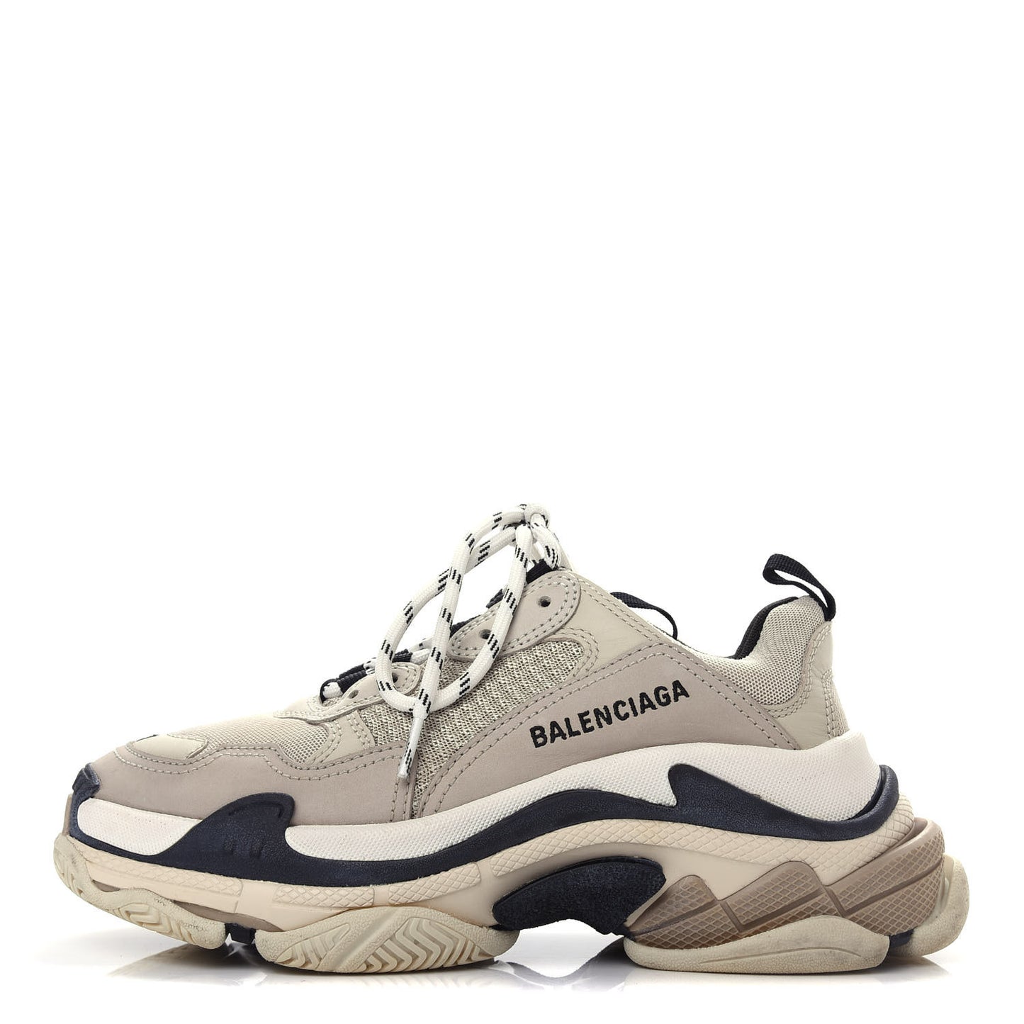 Fabric Mesh Womens Triple S Sneakers 37 Beige Black