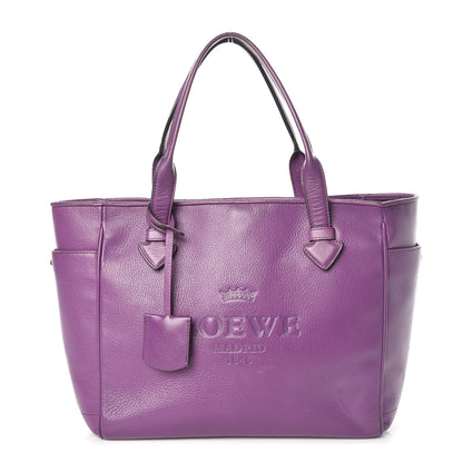 Loewe Calfskin Embossed Logo Shopper Tote Purple 1 of 10