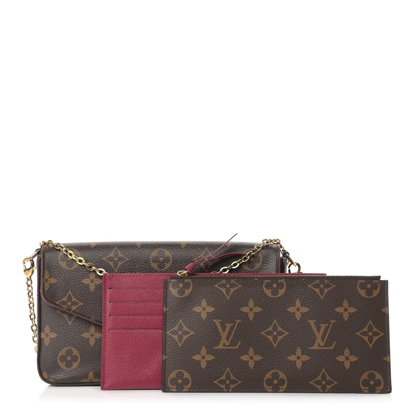 Monogram Pochette Felicie Chain Wallet Fuchsia