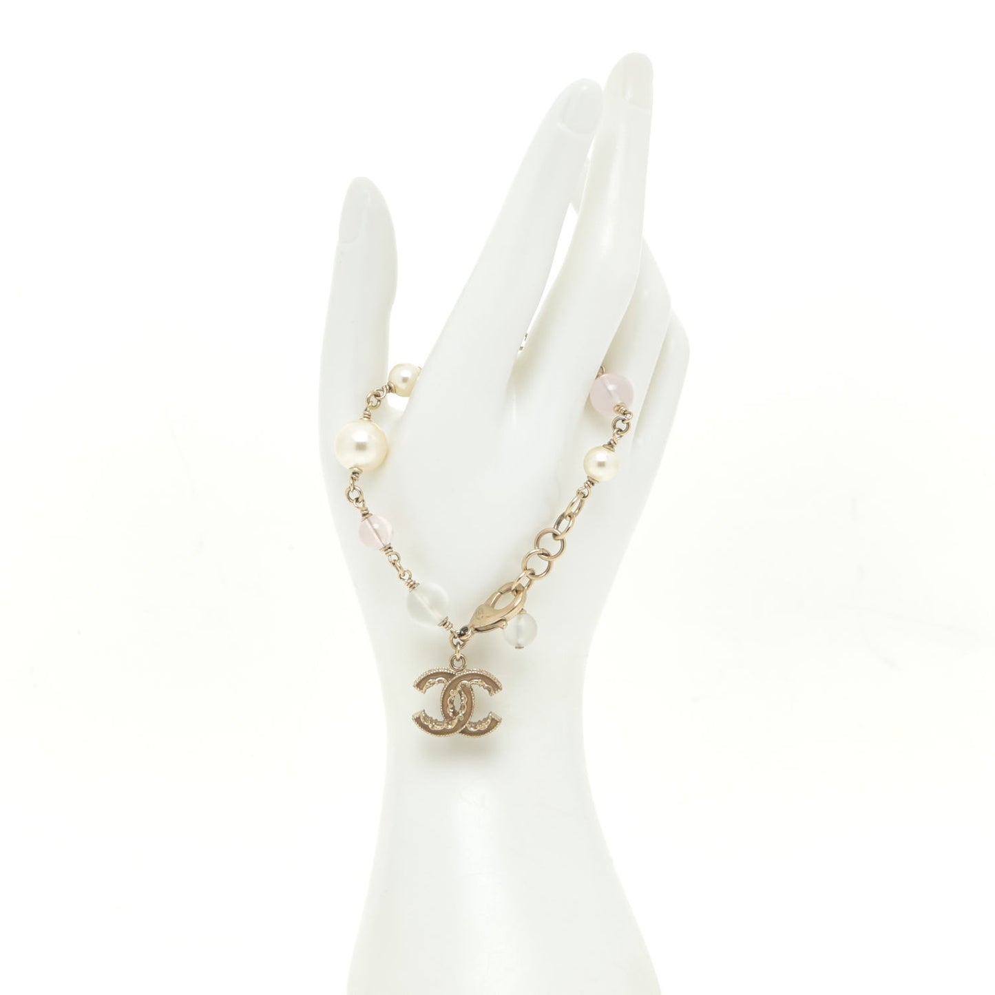 Pearl Beaded CC Bracelet Blue Gold