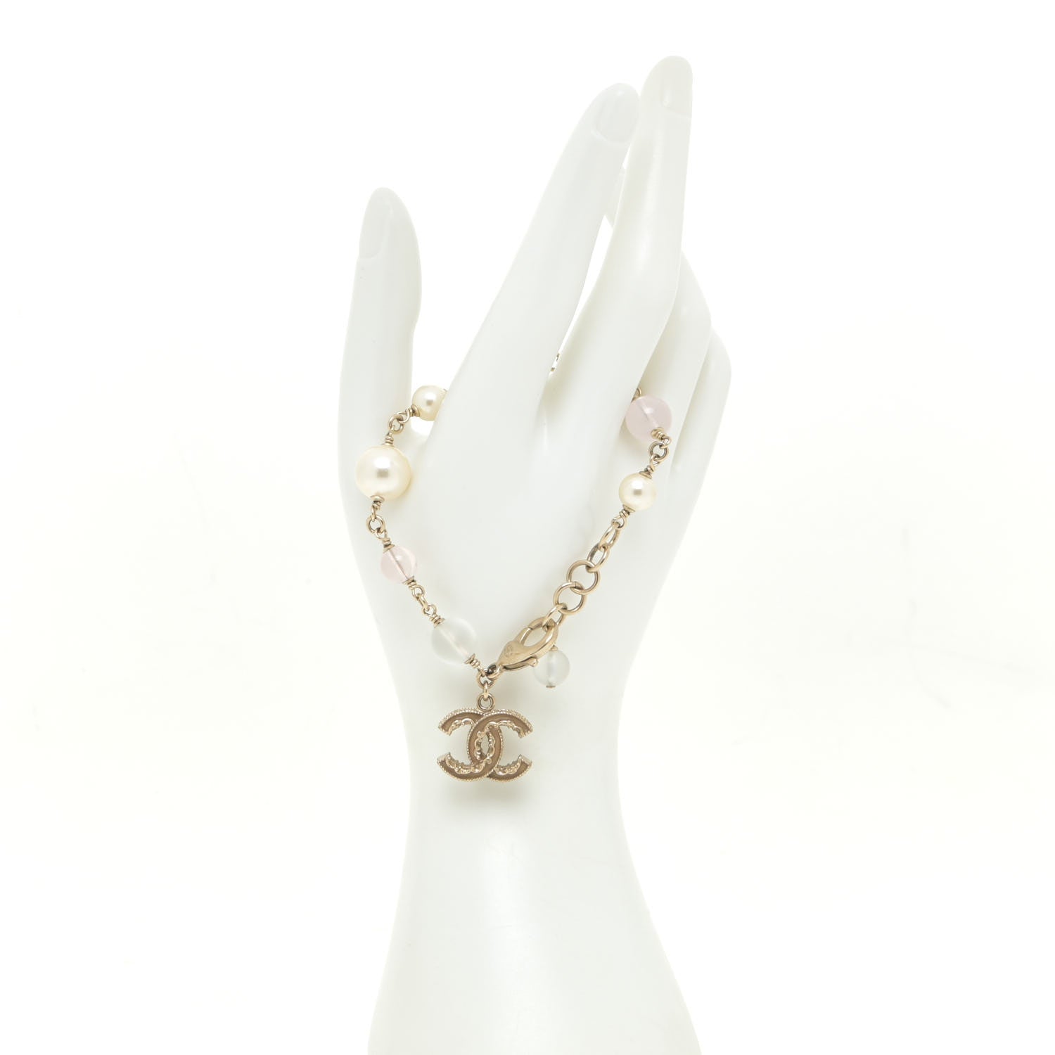 Chanel Pearl Beaded CC Bracelet Blue Gold 2 of 5