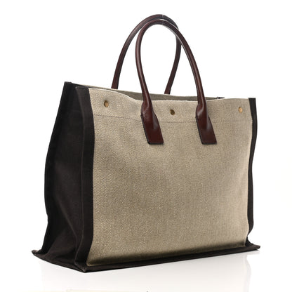 Saint Laurent Linen Calfskin Rive Gauche Tote Natural 3 of 10