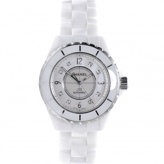 Chanel Stainless Steel Ceramic Diamond 38mm J12 Automatic Watch White 1 of 5