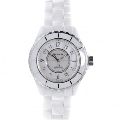 Chanel Stainless Steel Ceramic Diamond 38mm J12 Automatic Watch White 1 of 5
