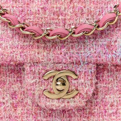 Chanel Tweed Quilted Mini Rectangular Flap Pink Orange White 9 of 15