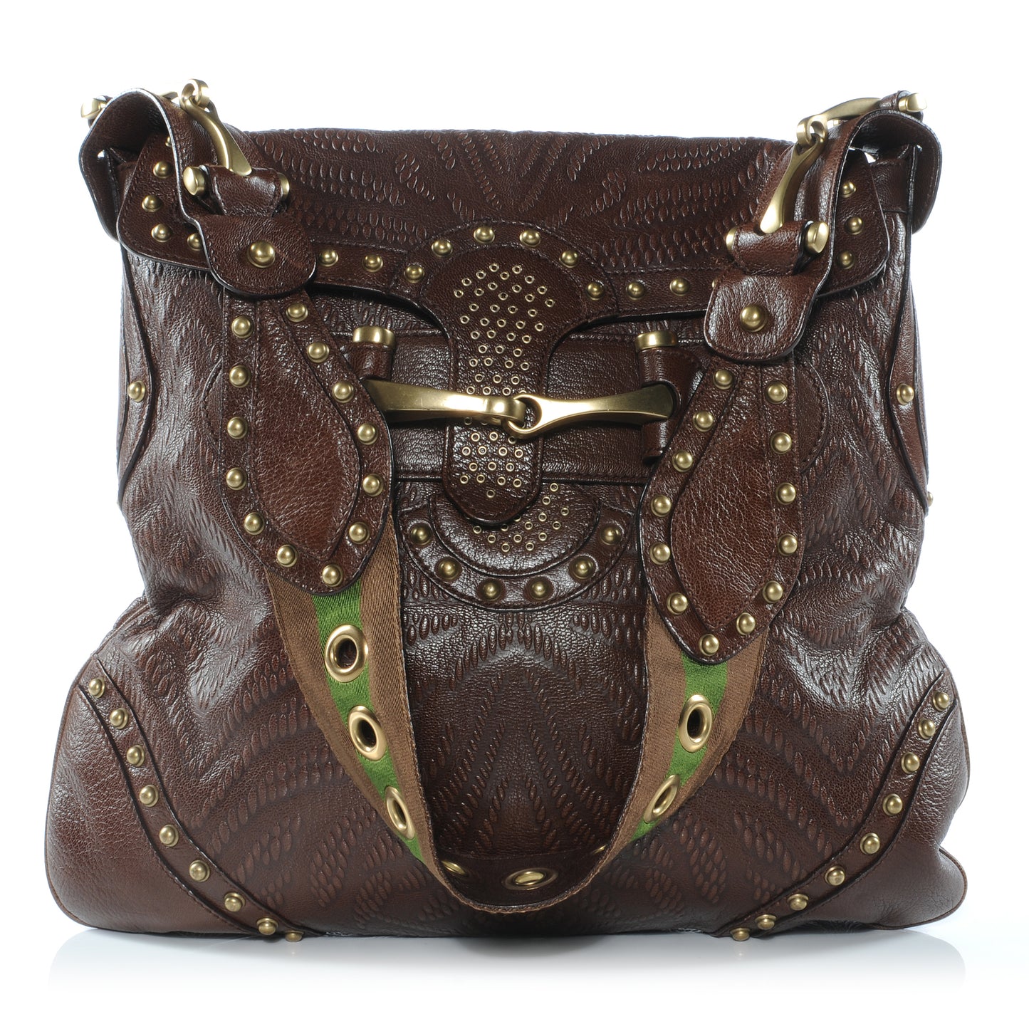 Leather Studded and Tooled Pelham Brown