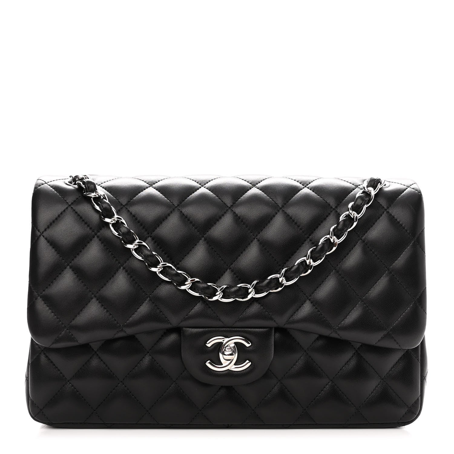 Chanel Lambskin Quilted Jumbo Double Flap Black 1 of 11