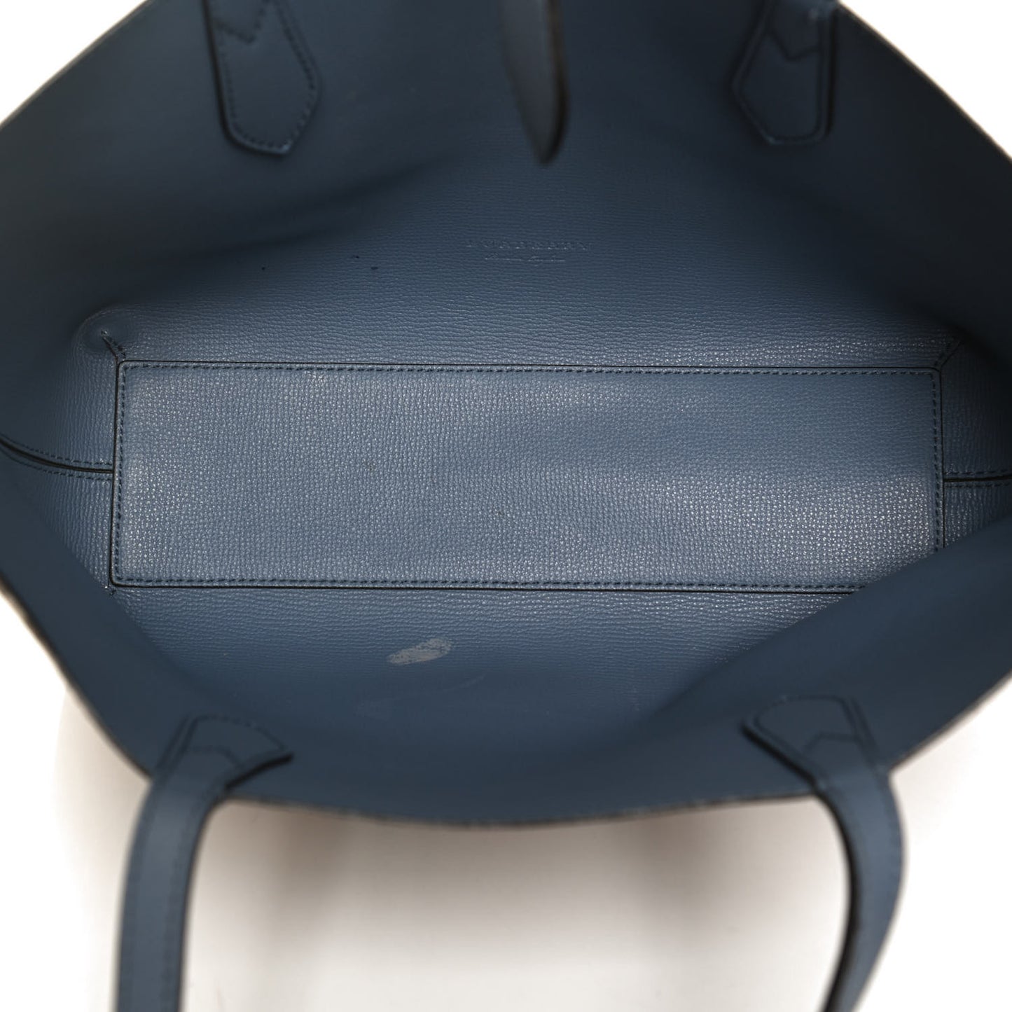 Calfskin Haymarket Check Small Reversible Tote Slate Blue