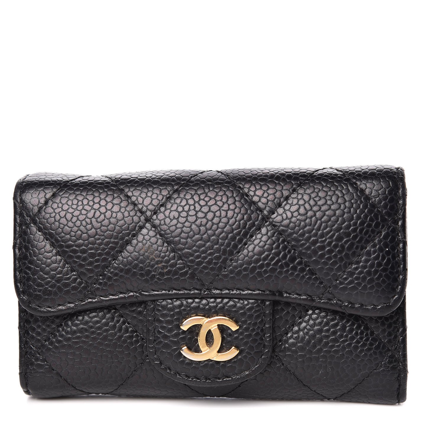Caviar Quilted 6 Key Holder Black