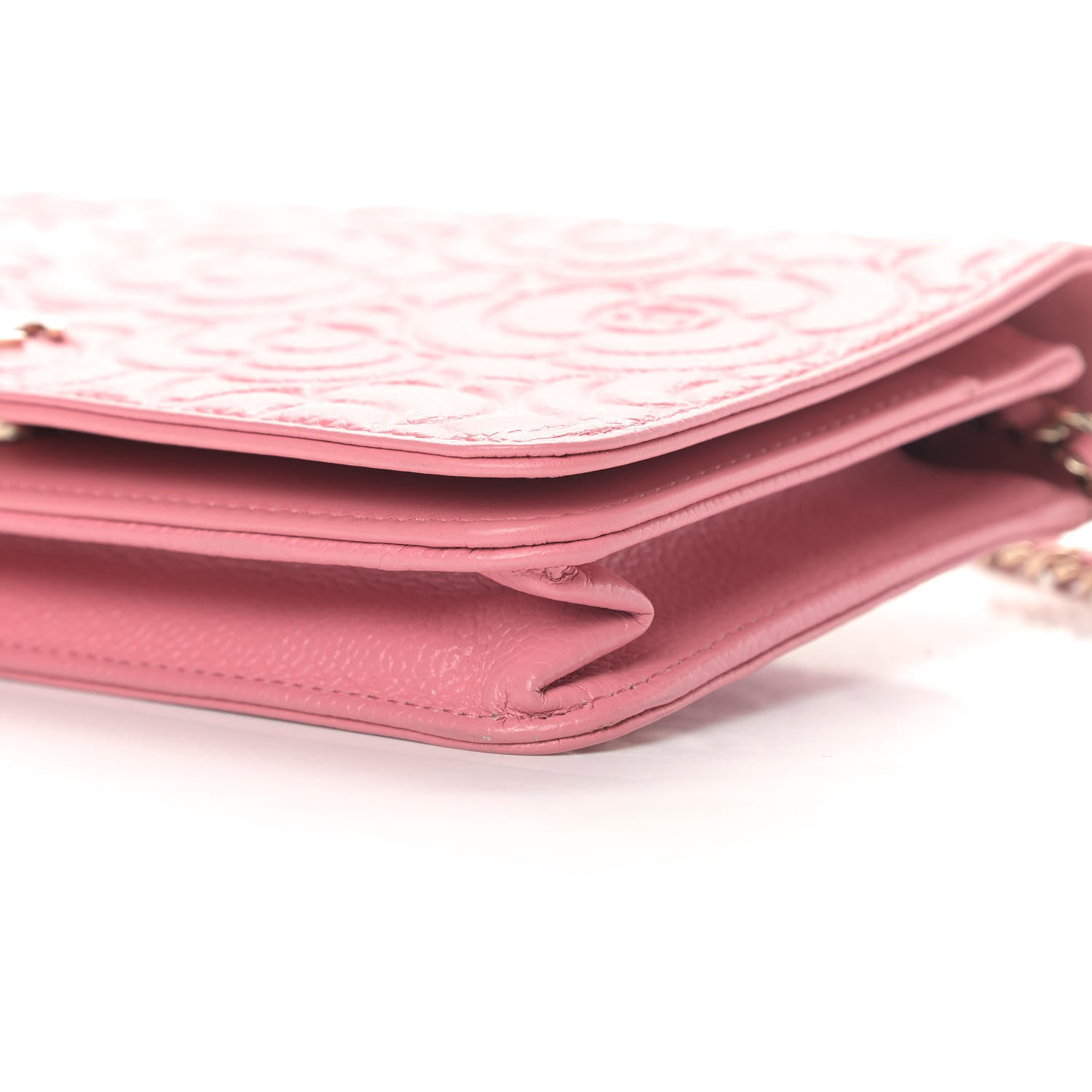 Chanel Caviar Camellia Embossed Wallet On Chain WOC Light Pink 10 of 13