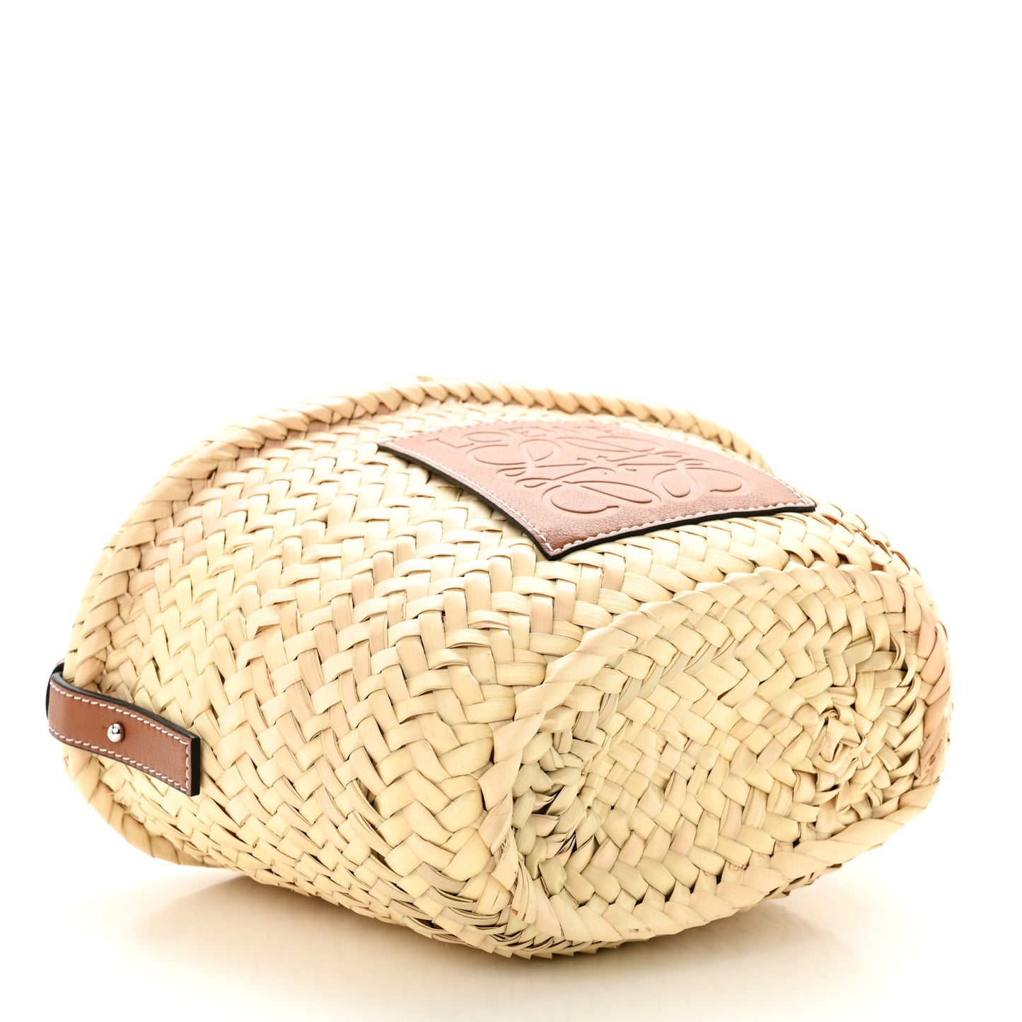 Leaf Palm Calfskin Mini Drawstring Bucket Bag Natural Tan