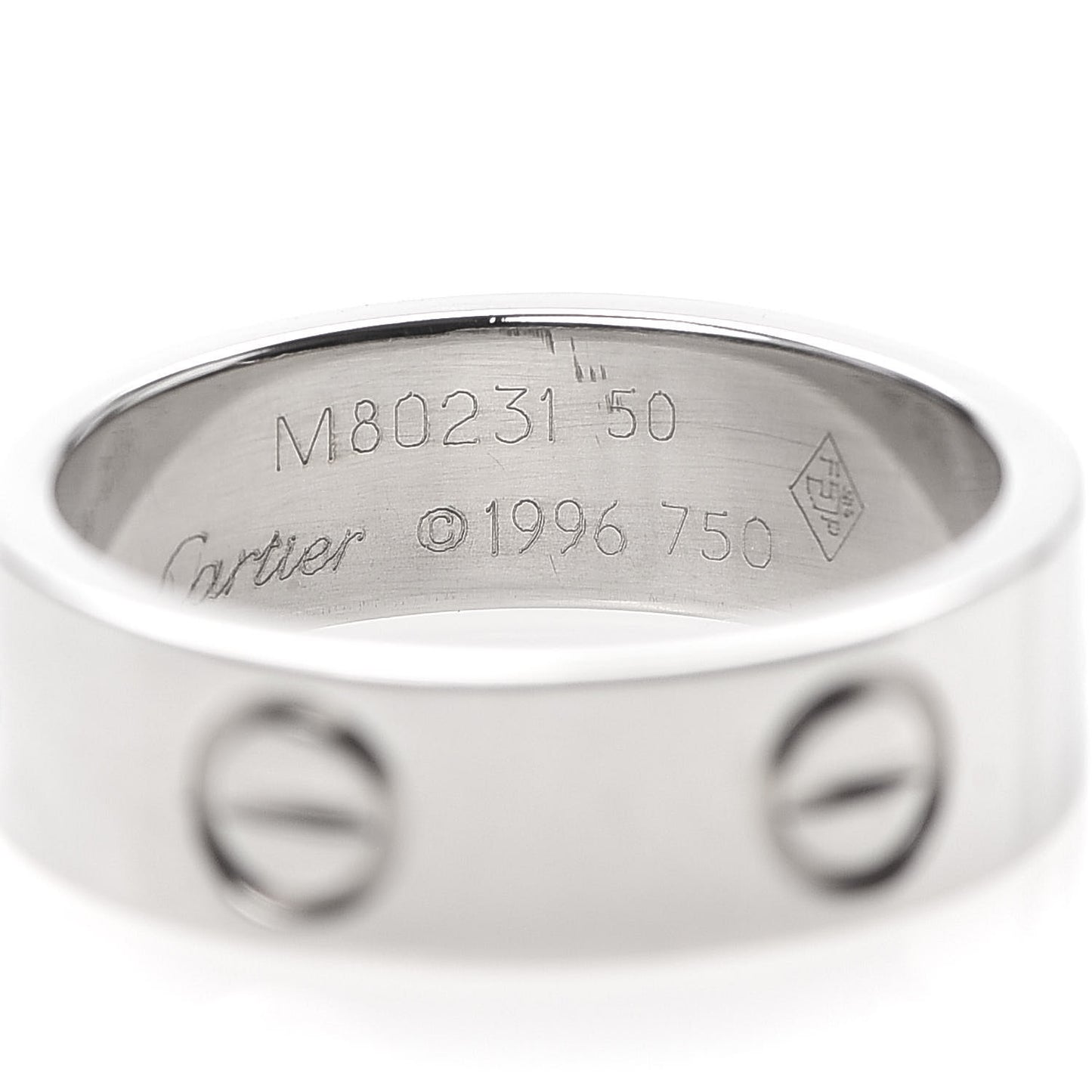 18K White Gold 5.5mm LOVE Ring 50 5.25