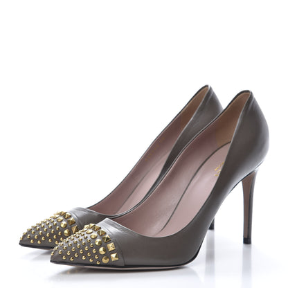 Gucci Nappa Studded Glow Light Pumps 39 Taupe 3 of 13