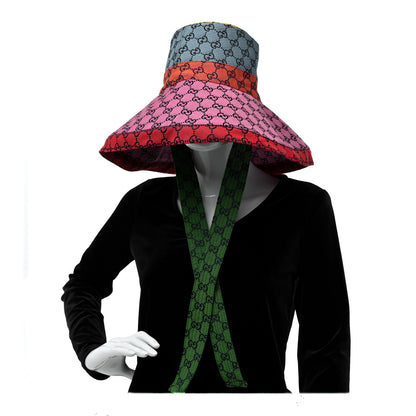 Gucci Monogram Multicolor Wide Brim Hat M Pink Multicolor 2 of 6