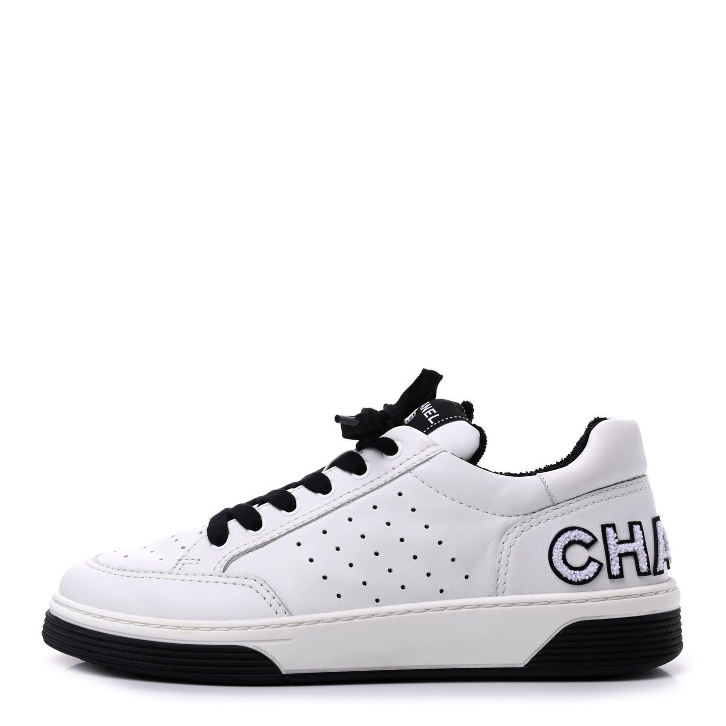Calfskin Womens Logo Sneakers 40 White Black