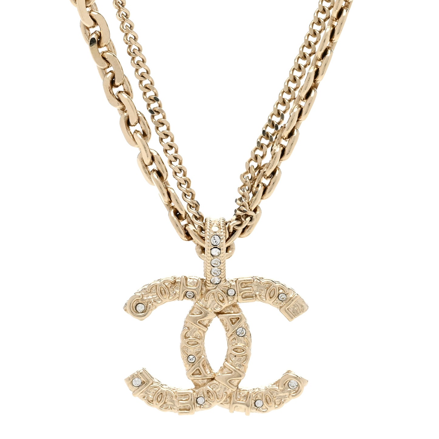 Crystal CC Multi Strand Chain Necklace Gold
