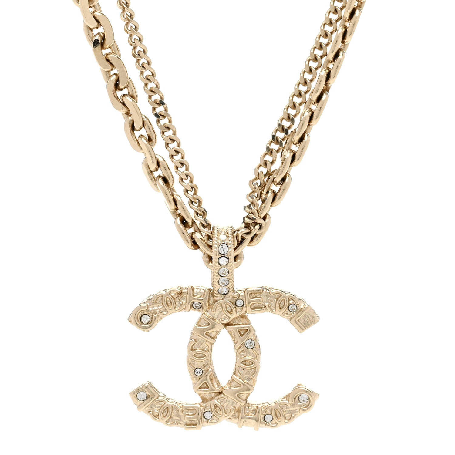 Chanel Crystal CC Multi Strand Chain Necklace Gold 4 of 5