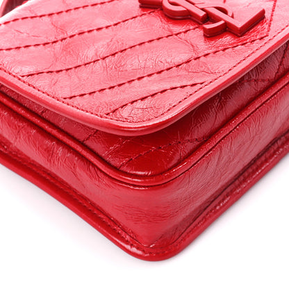 Saint Laurent Crinkled Calfskin Matelasse Monogram Niki Chain Wallet Red 9 of 10