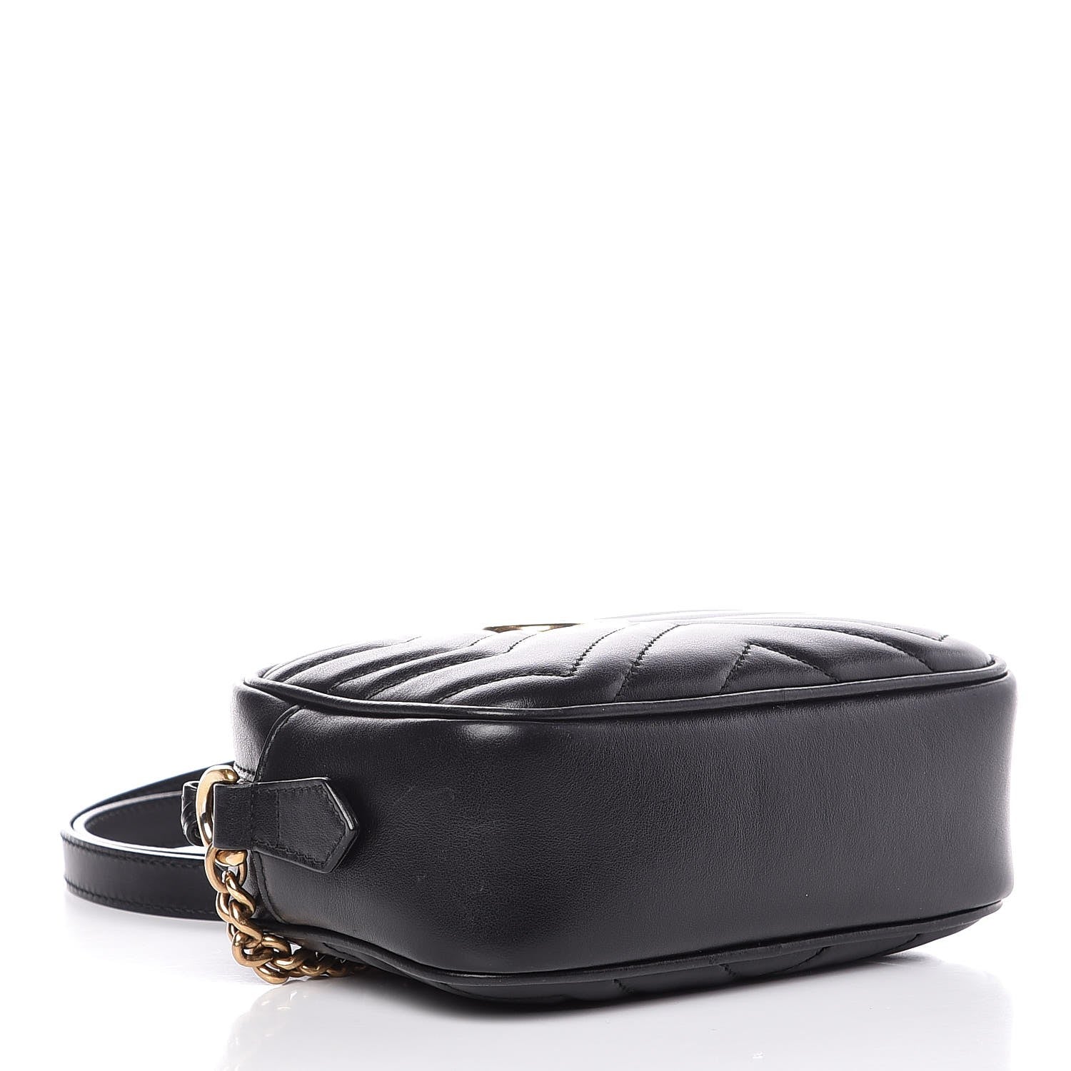 Gucci Calfskin Matelasse Mini GG Marmont Chain Shoulder Bag Black 4 of 7