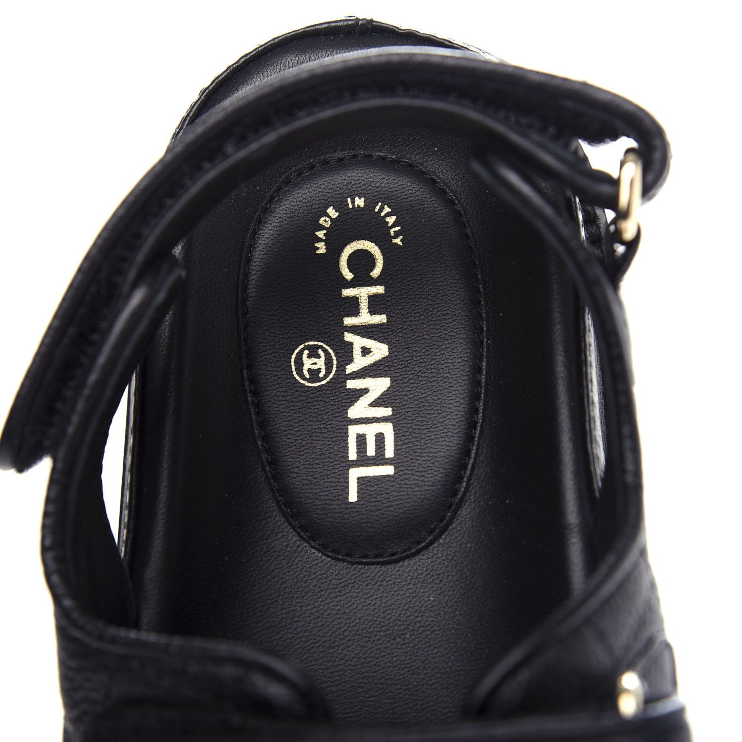 Grained Calfskin Velcro Dad Sandals 36 Black