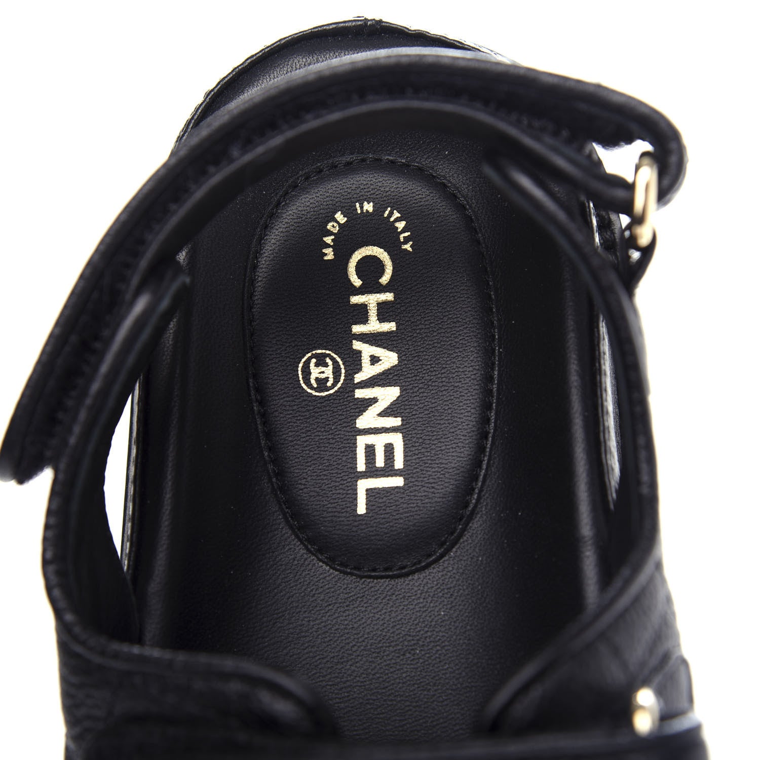 Chanel Grained Calfskin Velcro Dad Sandals 36 Black 9 of 11