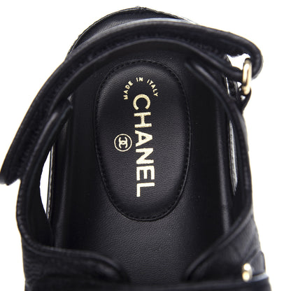Chanel Grained Calfskin Velcro Dad Sandals 36 Black 9 of 11