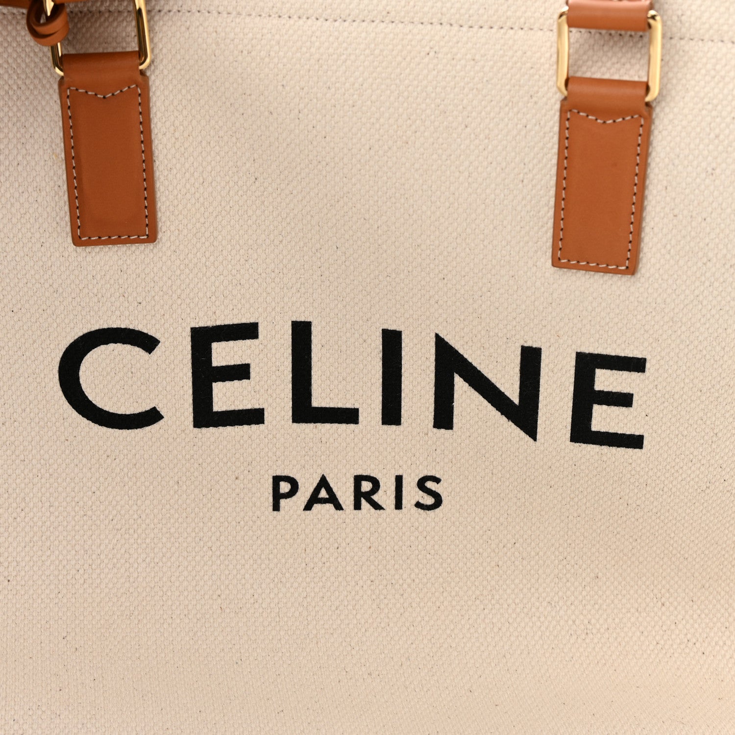 Celine Canvas Calfskin Horizontal Cabas Natural Tan 6 of 20