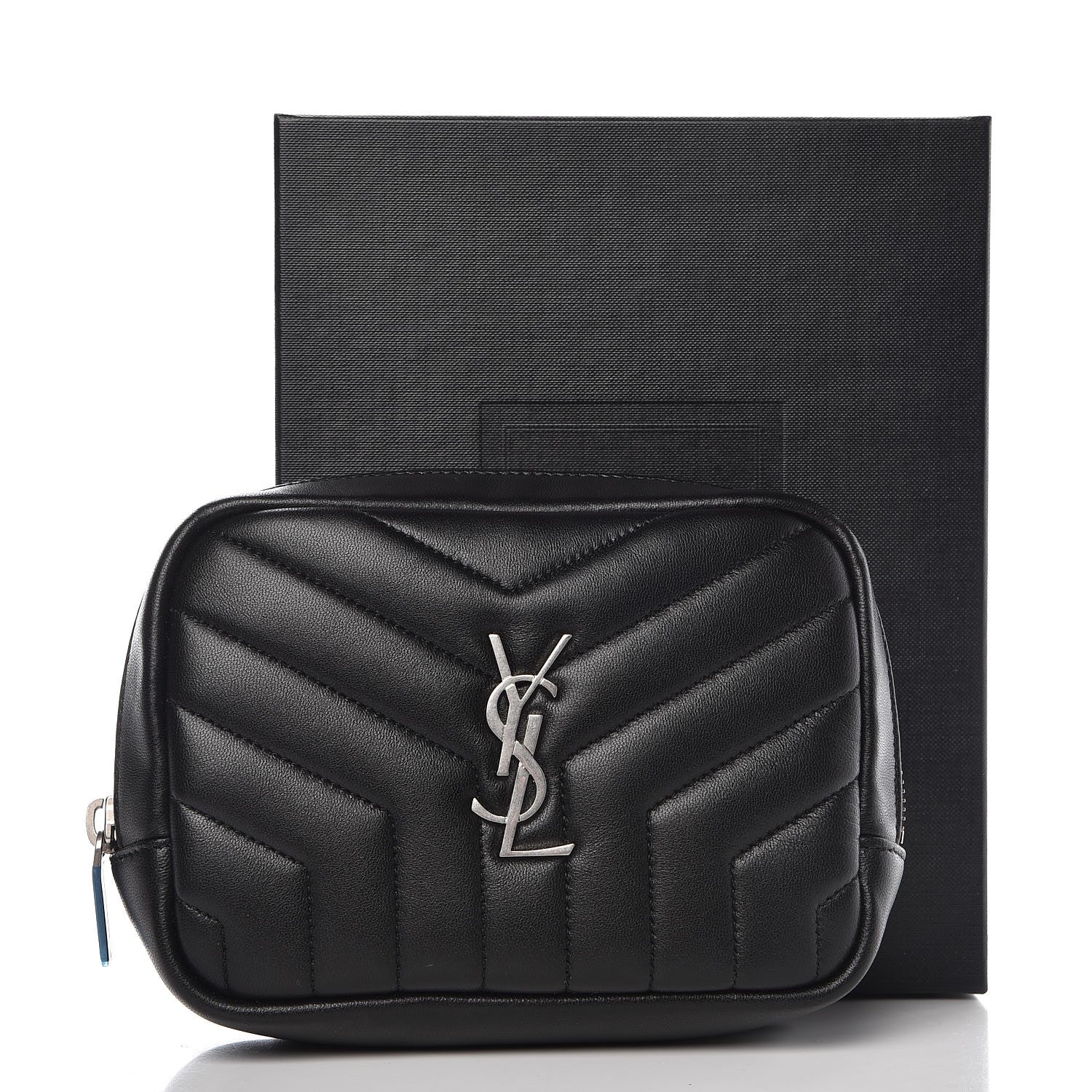 Saint Laurent Lambskin Y Quilted Monogram Loulou Cosmetic Case Black 7 of 7