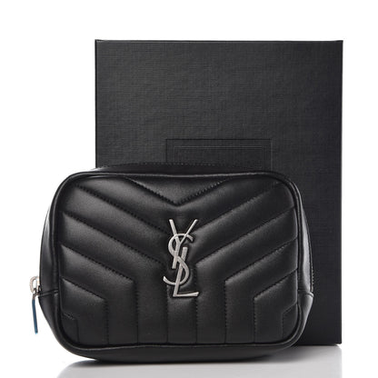 Saint Laurent Lambskin Y Quilted Monogram Loulou Cosmetic Case Black 7 of 7