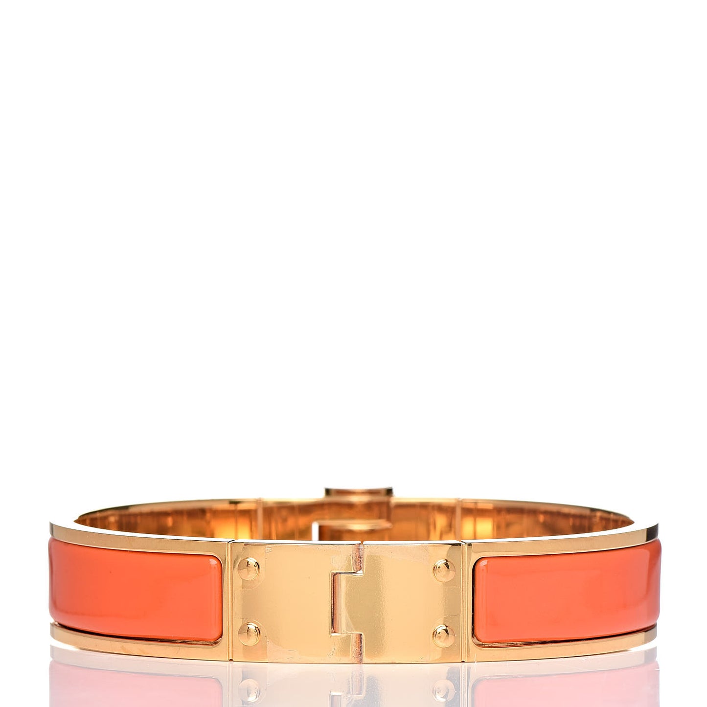 Enamel Charniere Uni Narrow Hinged Bracelet S Orange