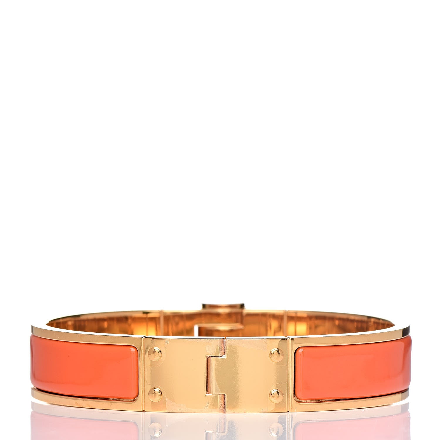 Hermes Enamel Charniere Uni Narrow Hinged Bracelet S Orange 3 of 5