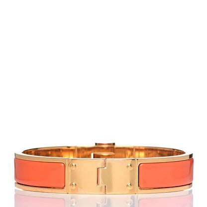 Hermes Enamel Charniere Uni Narrow Hinged Bracelet S Orange 3 of 5