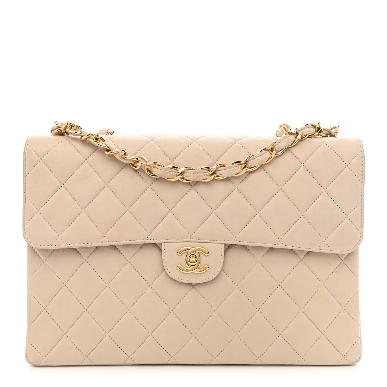 Chanel Lambskin Quilted Jumbo Single Flap Beige Clair 1 of 10