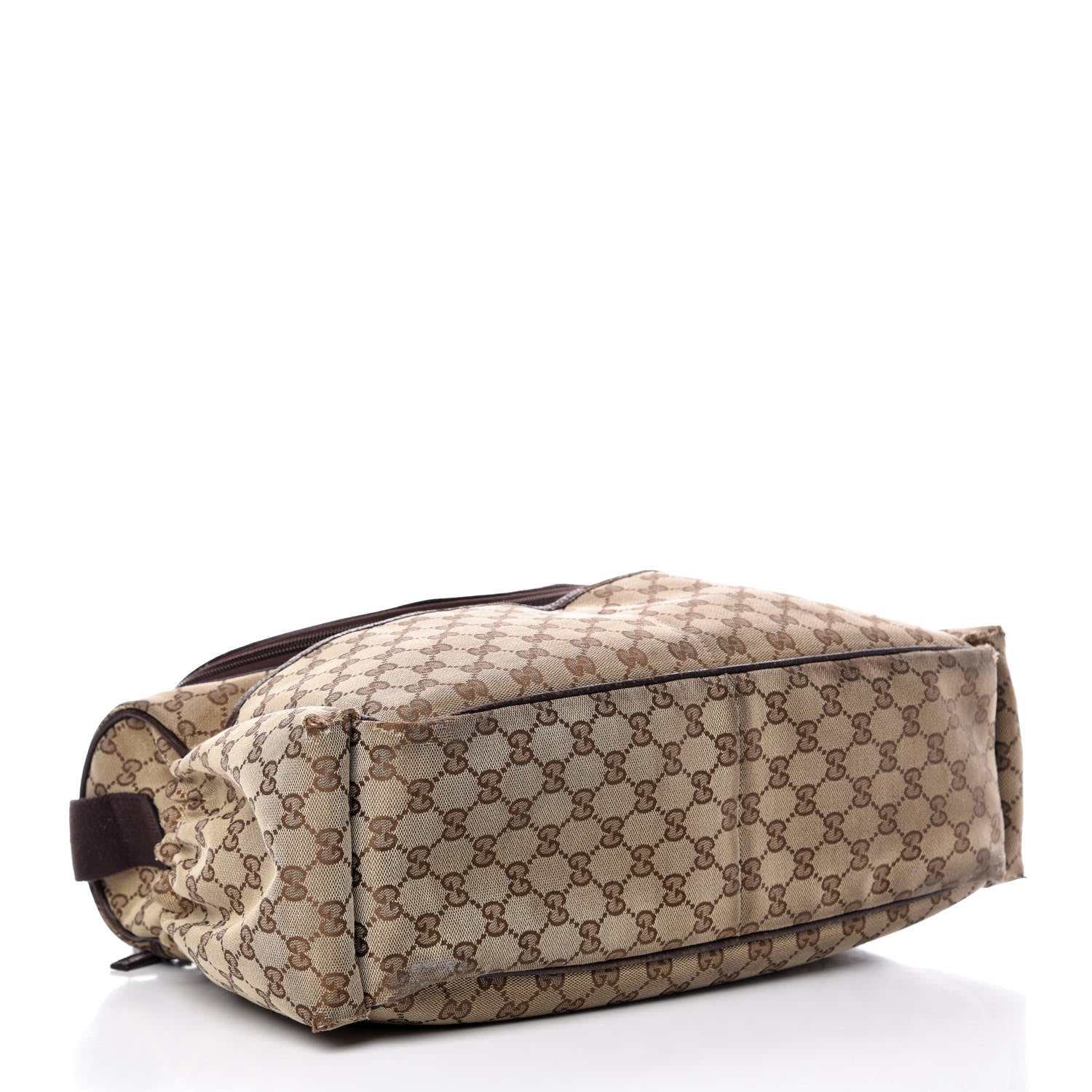 Gucci Monogram Natural Pigskin Large Diaper Bag Beige Ebony Cocoa Dark Chocolate 4 of 18