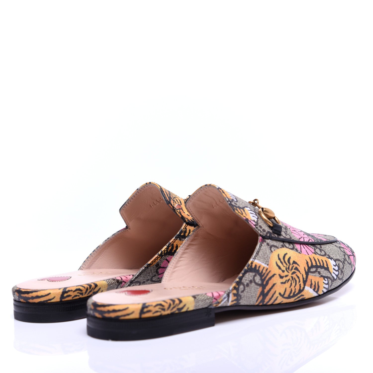 Gucci GG Supreme Monogram Bengal Womens Princetown Slippers 35 Beige Crop Pink 3 of 12