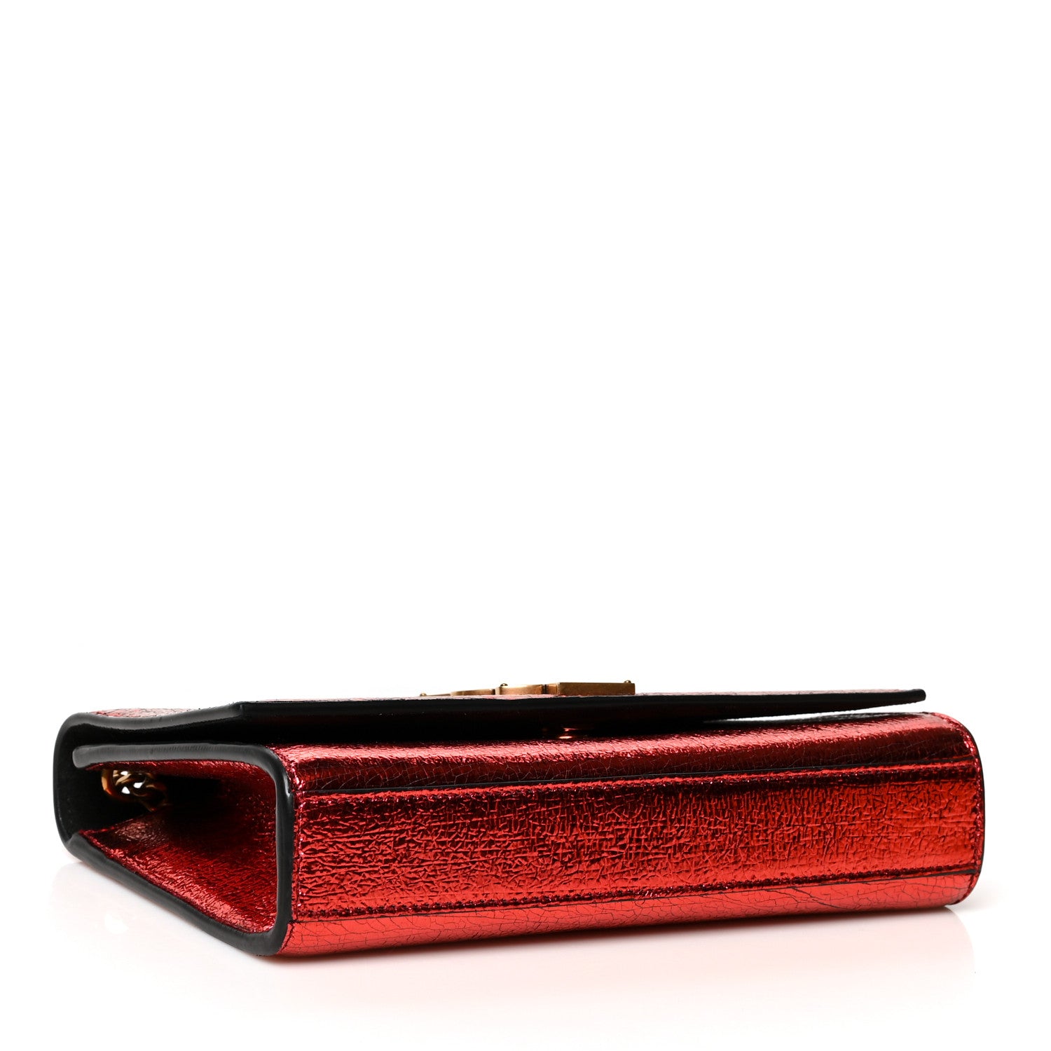 Saint Laurent Metallic Calfskin Small Classic Monogram Kate Satchel Red 4 of 9