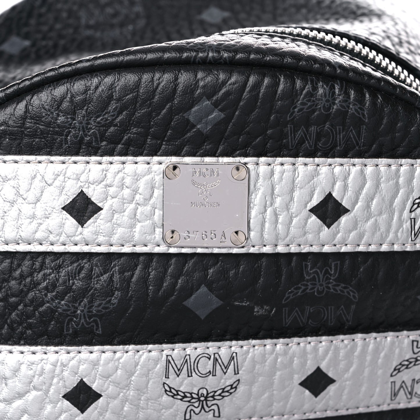Metallic Visetos Striped Medium Stark Backpack Silver Black