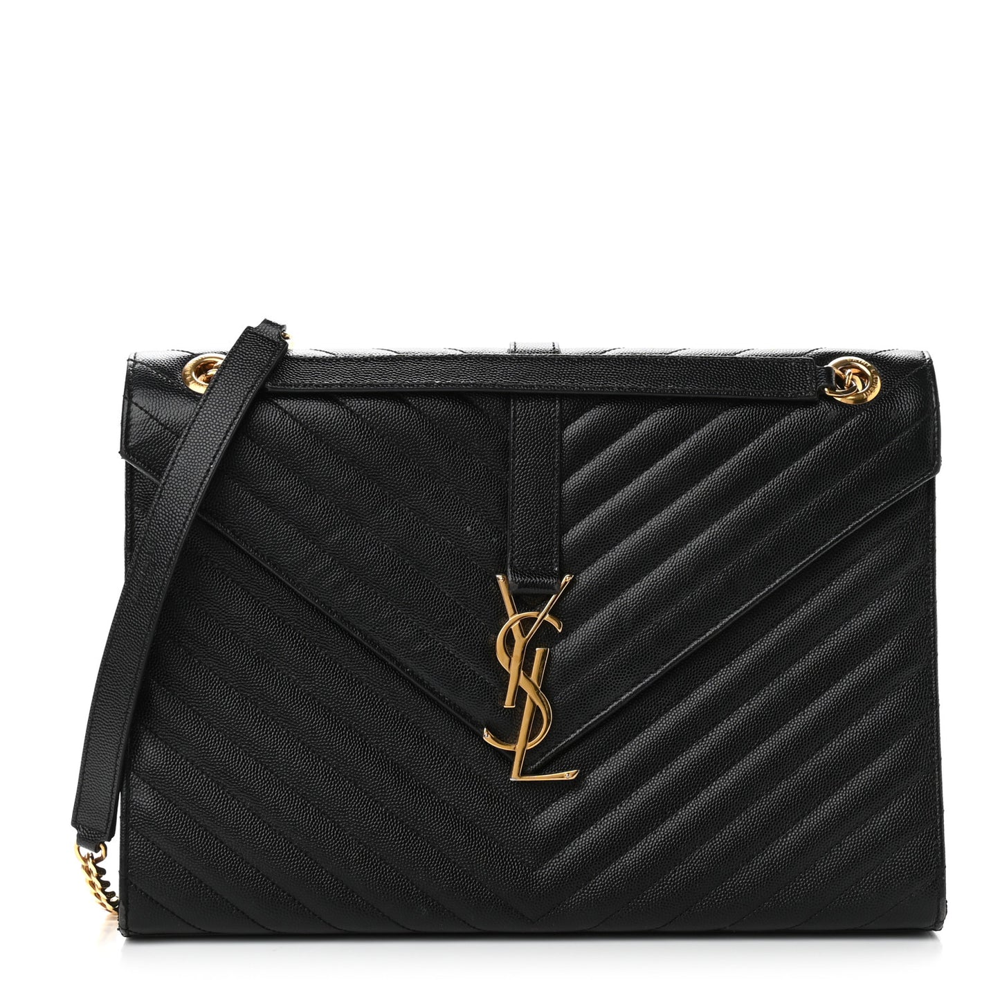 Grain De Poudre Matelasse Chevron Large Monogram Satchel Black