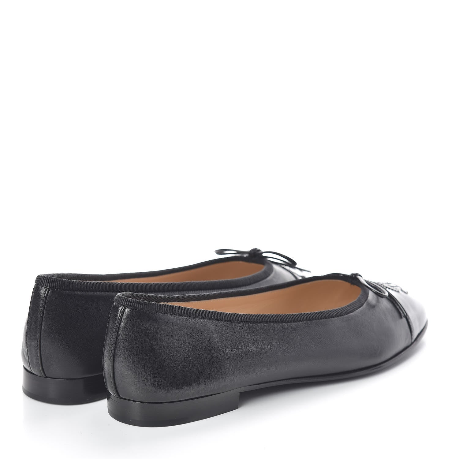 Chanel Lambskin Patent Cap Toe Ballerina Flats 38.5 Black 4 of 7
