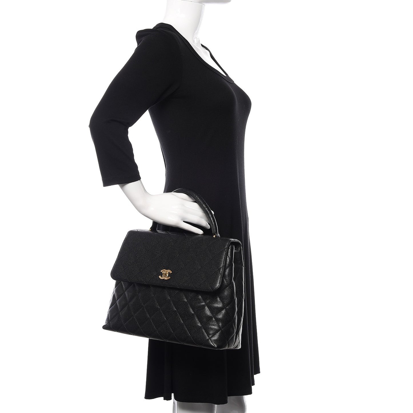 Caviar Quilted Jumbo Kelly Flap Black