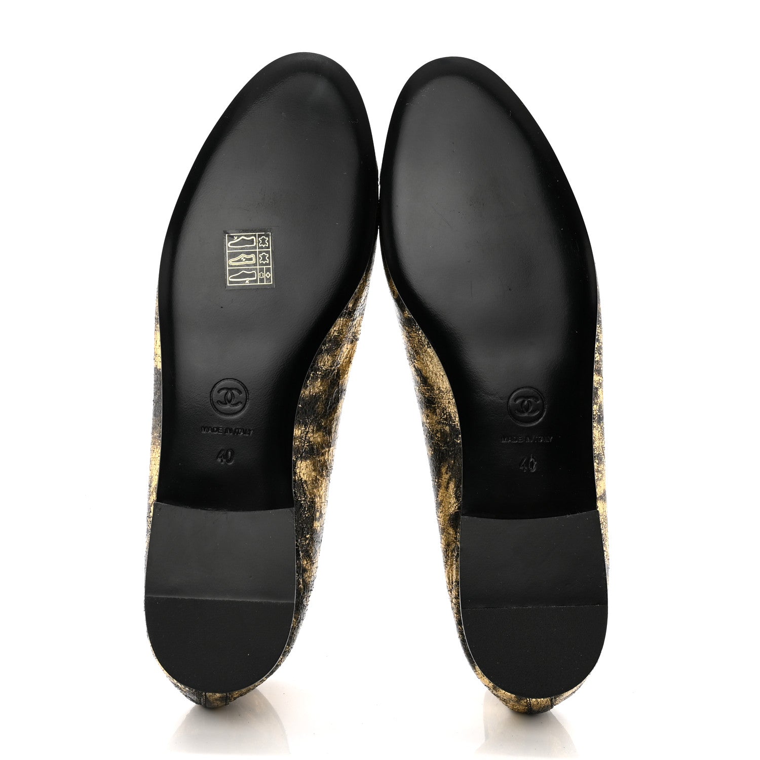 Chanel Laminated Suede Goatskin Cap Toe CC Ballerina Flats 40 Gold 5 of 9
