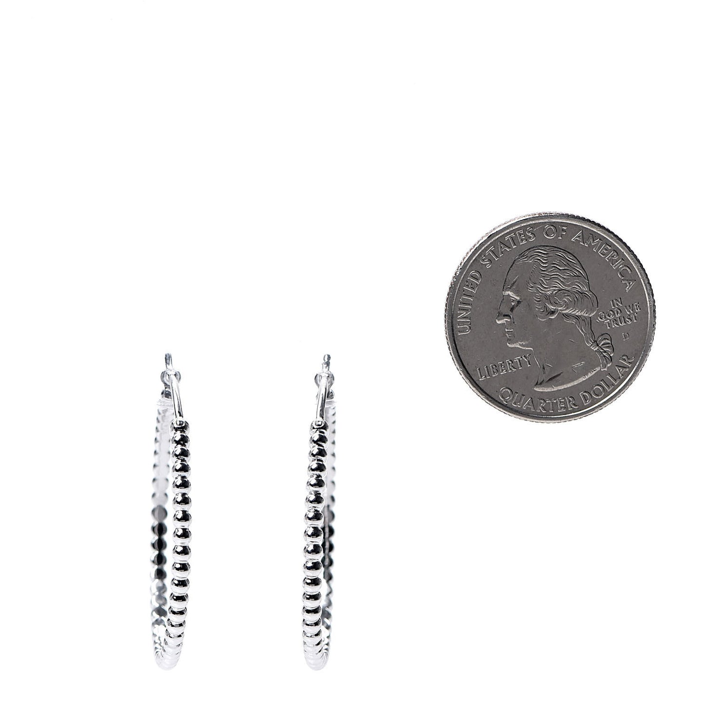 18K White Gold Small Perlee Hoop Earrings
