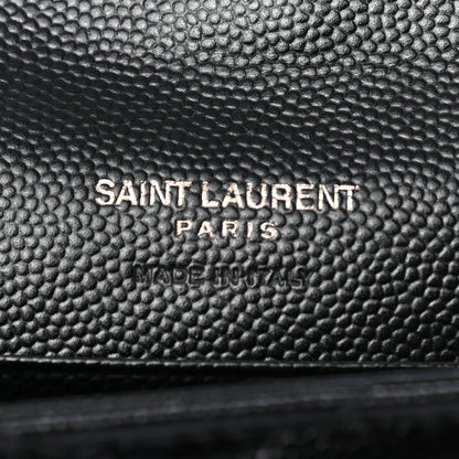 Saint Laurent Grain De Poudre Matelasse Chevron Small Monogram Envelope Wallet Black 6 of 7