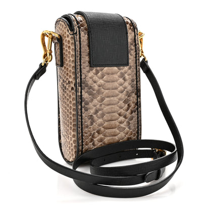 Burberry Snakeskin Grainy Calfskin Oblong Belt Bag Black 3 of 10