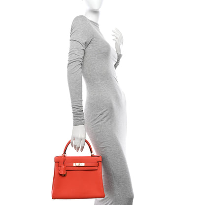 Hermes Togo Kelly Retourne 28 Orange Poppy 2 of 11