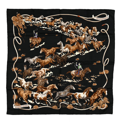 Hermes Silk Les Mustangs Scarf 90 1 of 5