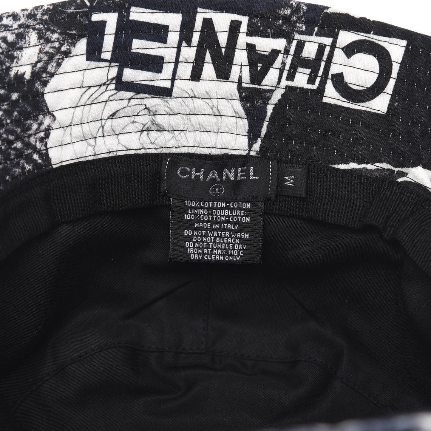 Cotton Coco Print Bucket Hat M Navy Black White