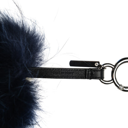 Fendi Fox Rabbit Goat Mink Fur Vitello Flamingo Zesty Monster Bag Bug Charm Navy Yellow 4 of 5